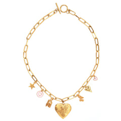 Collier maillons dorés coeur d'amour