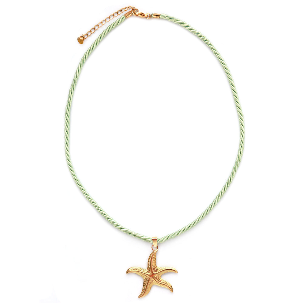 Collier tendance avec étoile de mer verte