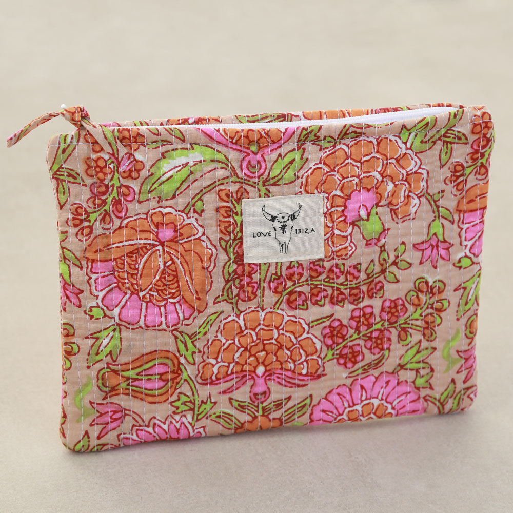 Trousse de maquillage fleur orange