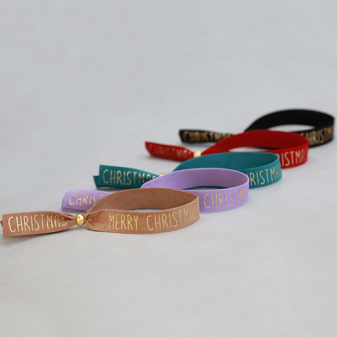 Suede bracelet Merry Christmas lilac