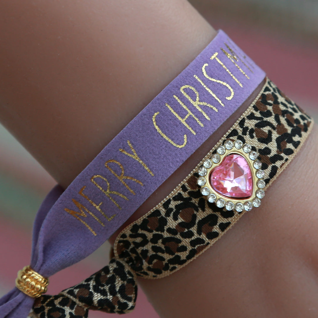 Suede bracelet Merry Christmas lilac