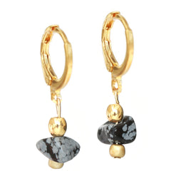 Boucles d'oreilles dorées vedra marbre noir