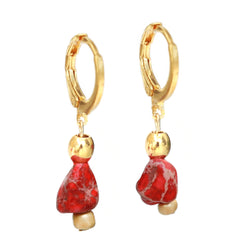 Boucles d'oreilles dorées vedra marbre rouge