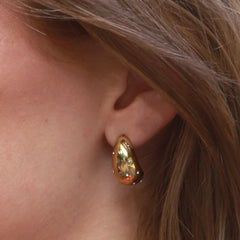 Gold earrings drops rhinestones