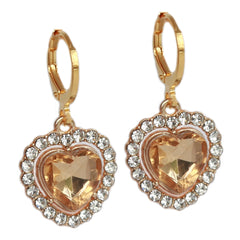 Earrings rhinestone heart champagne