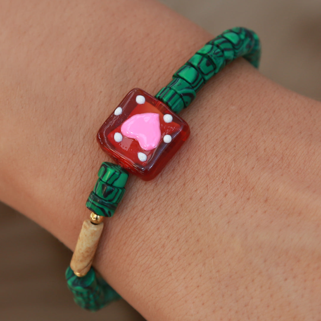 Bracelet malachite coeur 