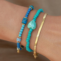 Bracelet stone coeur bleu