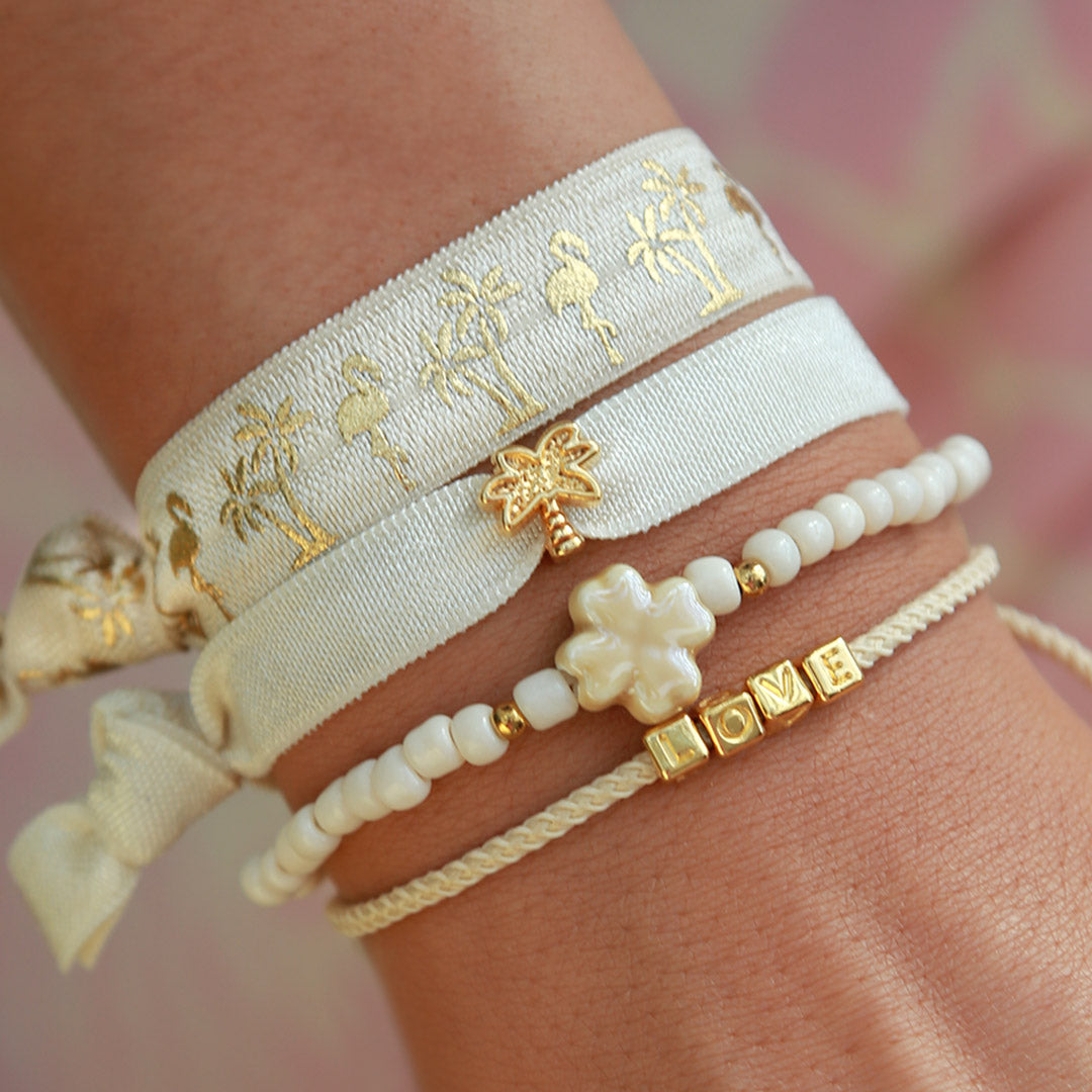 Bracelet clover stone cream