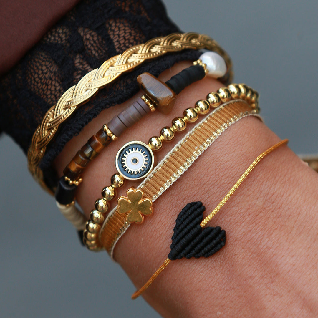 Armband evil eye goud zwart