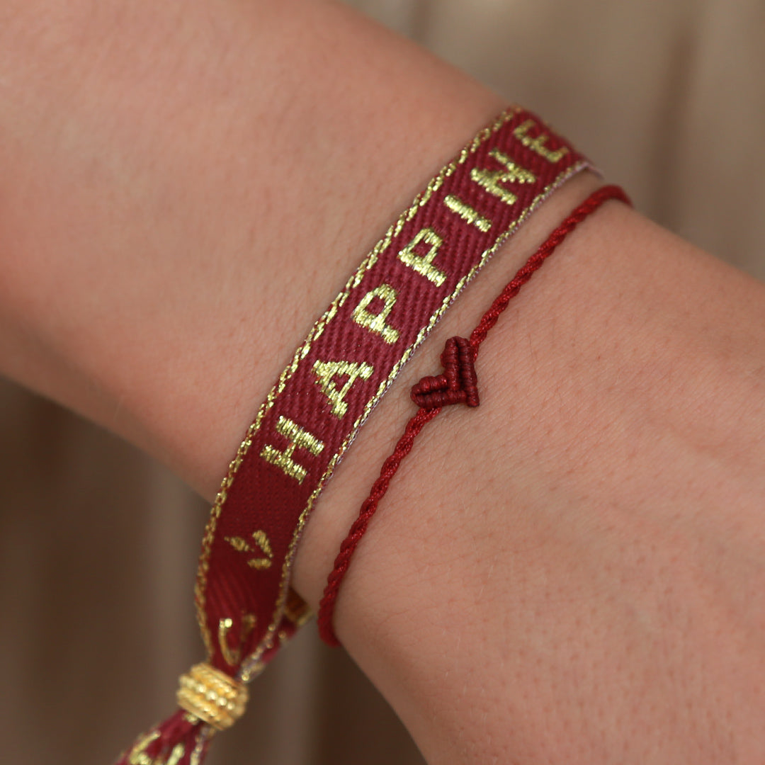 Geweven armband happiness goud