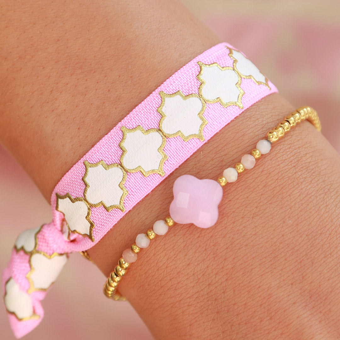 Bracelet facet clover pink