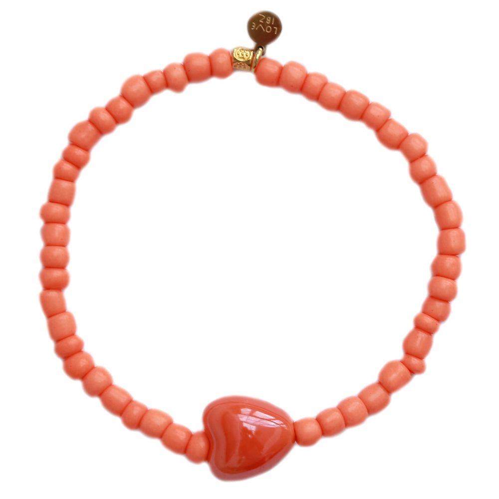 Bracelet stone heart orange