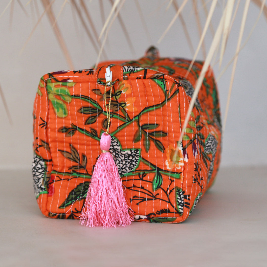 Trousse de toilette Blockprint Fez enfants orange M