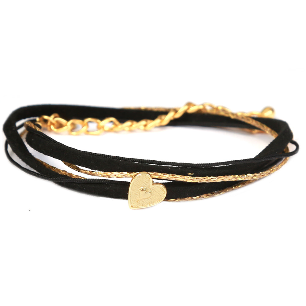 Wrap bracelet black heart