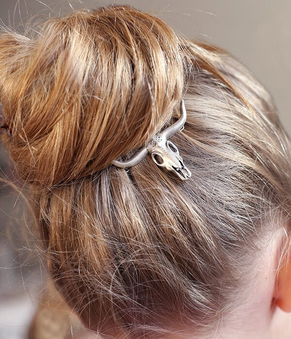 Barrette à cheveux argentée buffle