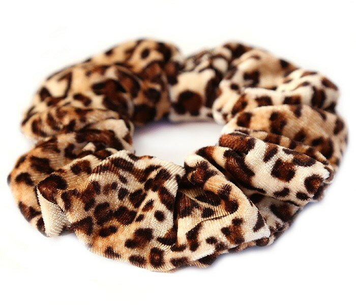 Velvet scrunchie leopard braun