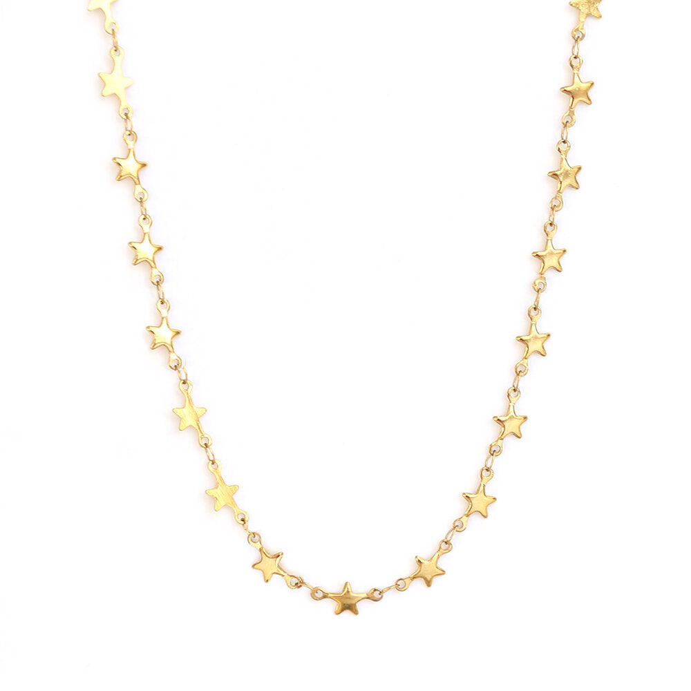 Collier en or ciel plein d'étoiles