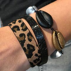 Woven bracelet Leopard brown