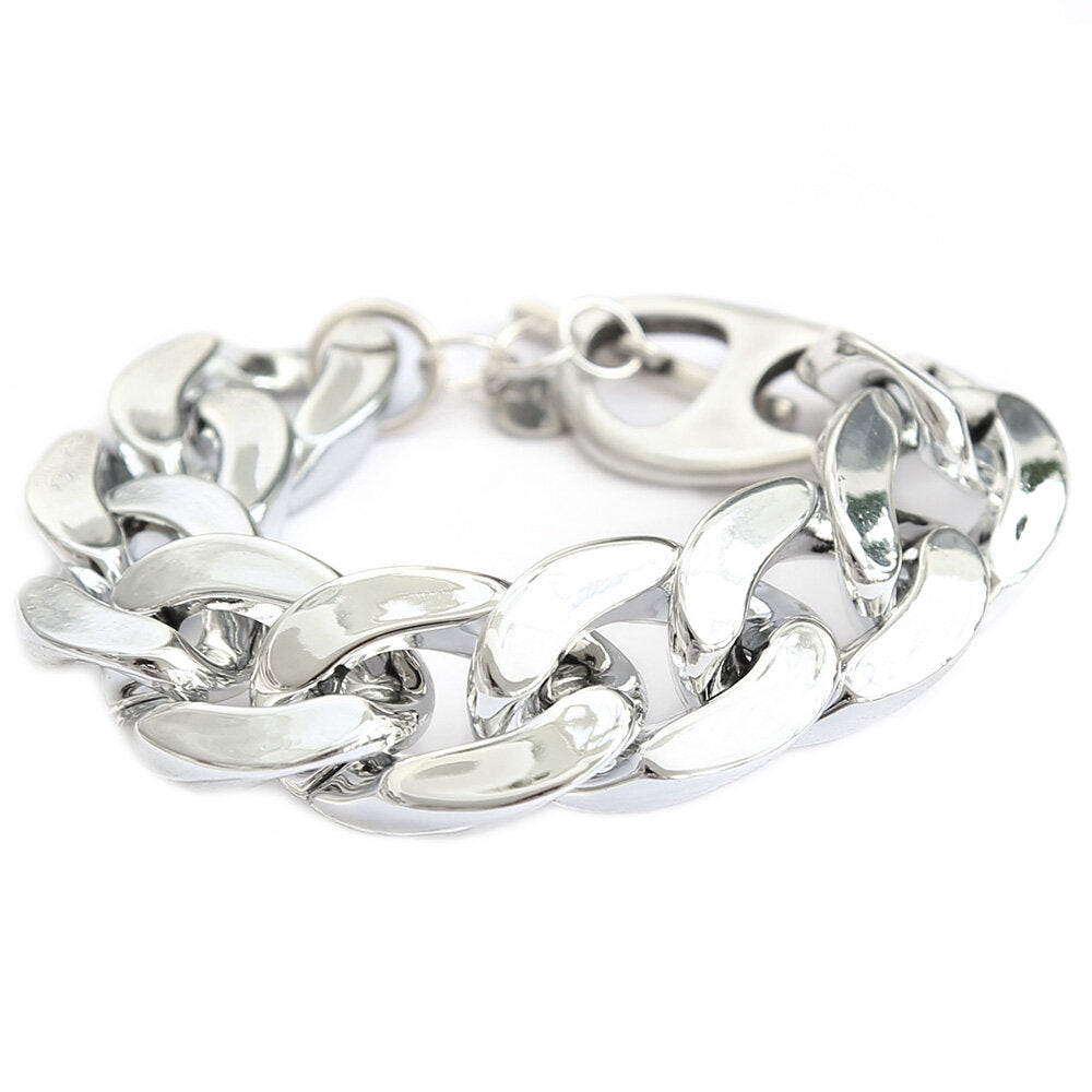 Bracelet large chain argent