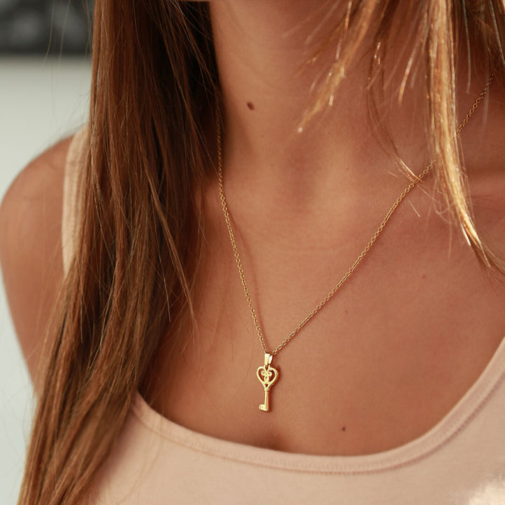 Collier en or heart key