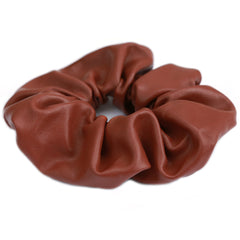 Scrunchie faux leather brown