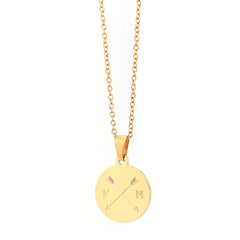 Gegraveerde ketting goud - double arrow & 2 initials