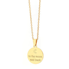 Engraved necklace gold - to the moon and back