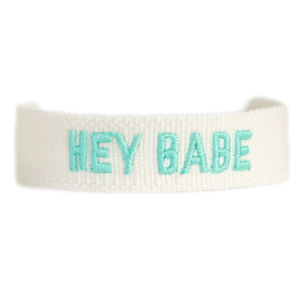 Geweven armband hey babe turquoise