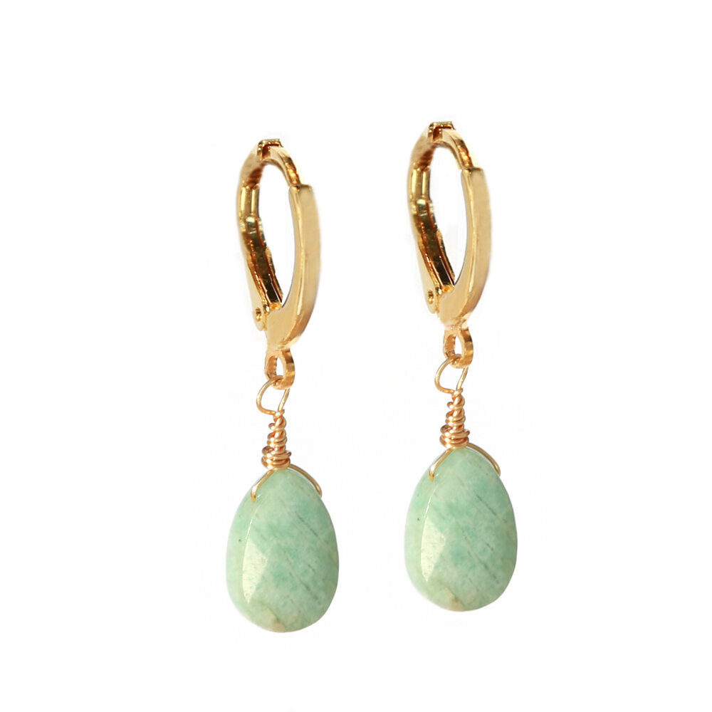 Gouden oorbellen jade stone