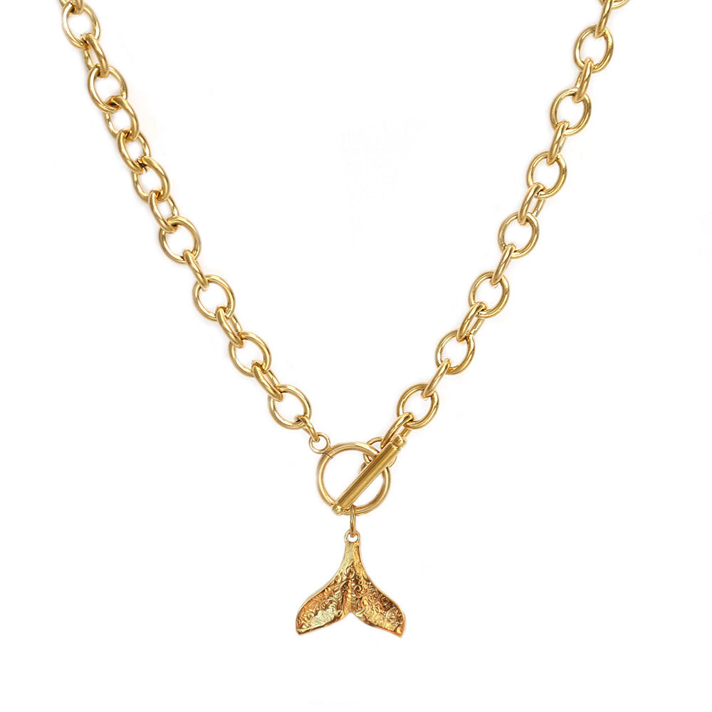 Gold necklace whale tale