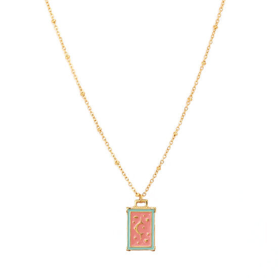 Collier en or moon story coral