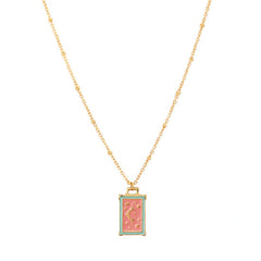 Collier en or moon story coral