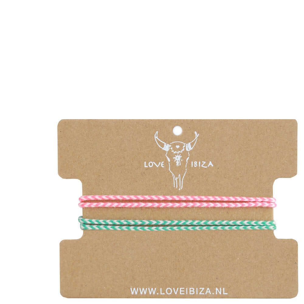 Armbänder set surf culture pastel pink and mint