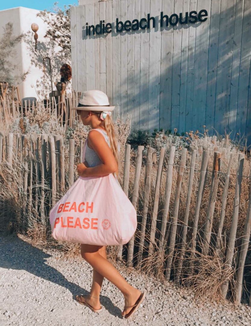 Sac de plage en toile beach please pink