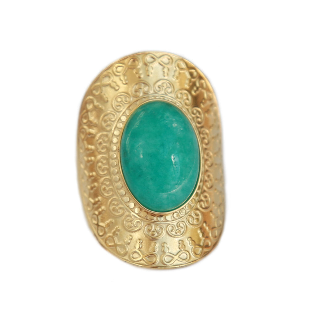 Bague bohème amazonite or