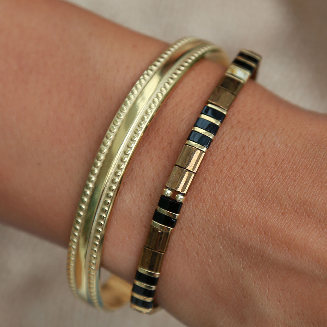 Gouden bangle double dots