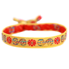 Bracelet tissé fleur jaune