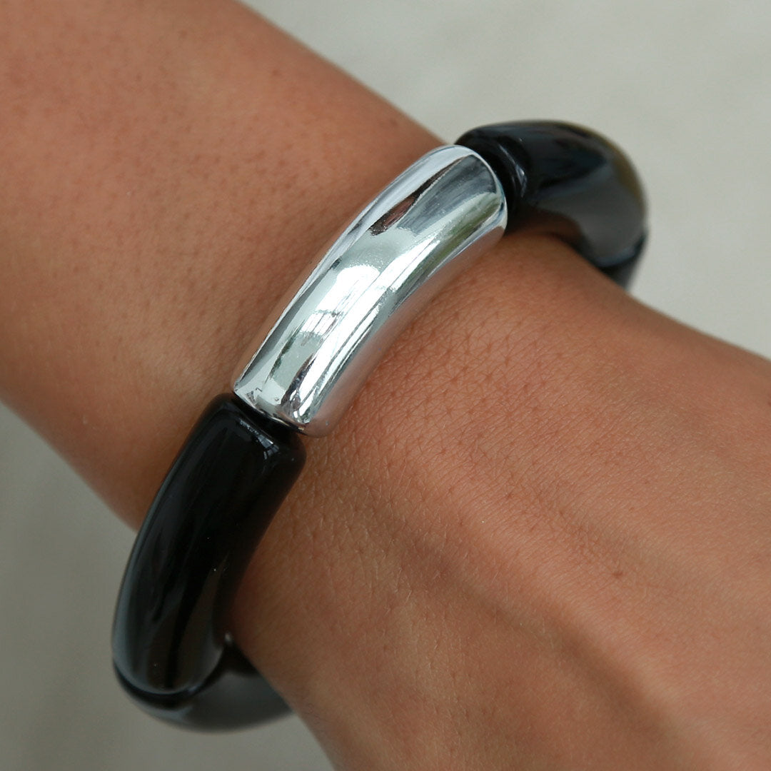 Armband penne schwarz silber