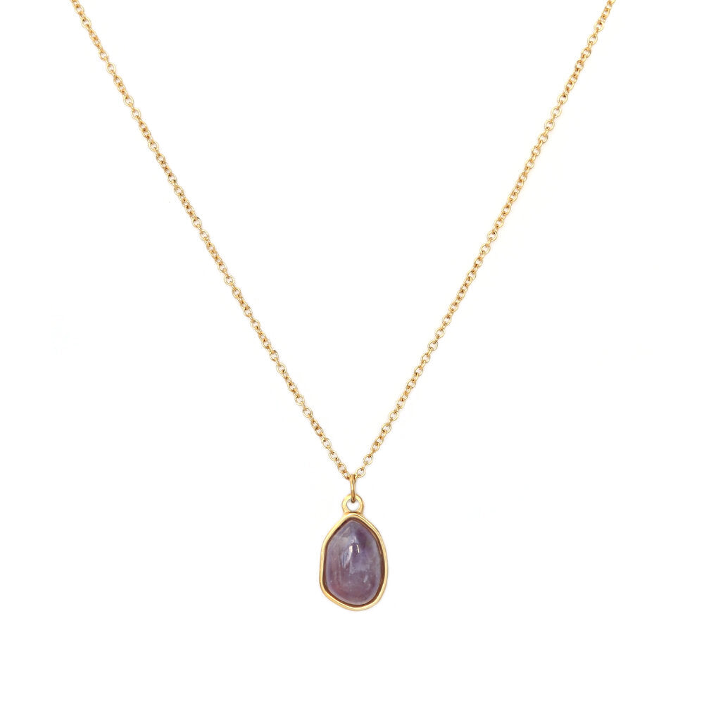 Gold necklace gemstone amethyst