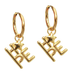 Gold earrings hope