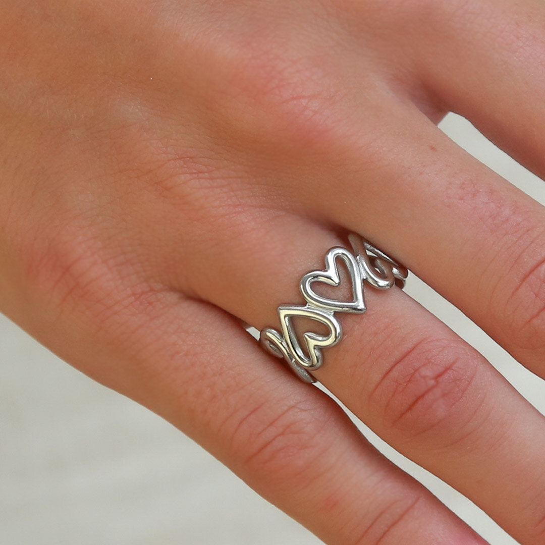 bague en argent heartbeat