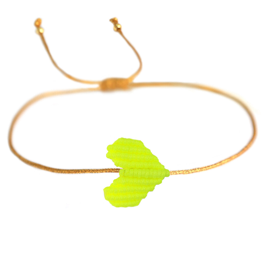 Bracelet neon yellow heart