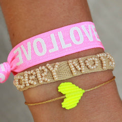 Bracelet neon yellow heart