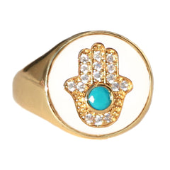 Bague hamsa blanche