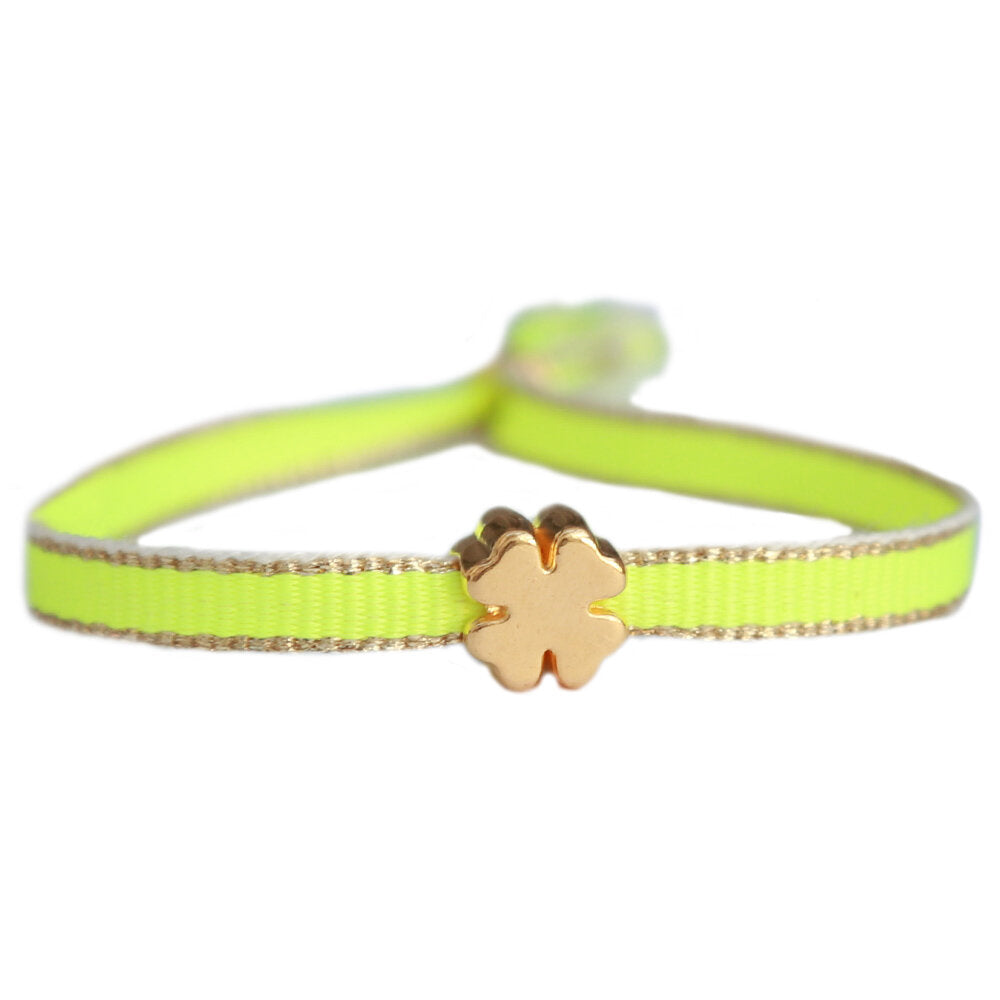 Armband golden clover neon yellow