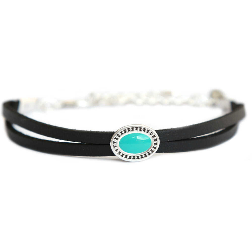 Bracelet estilo black turquoise silver