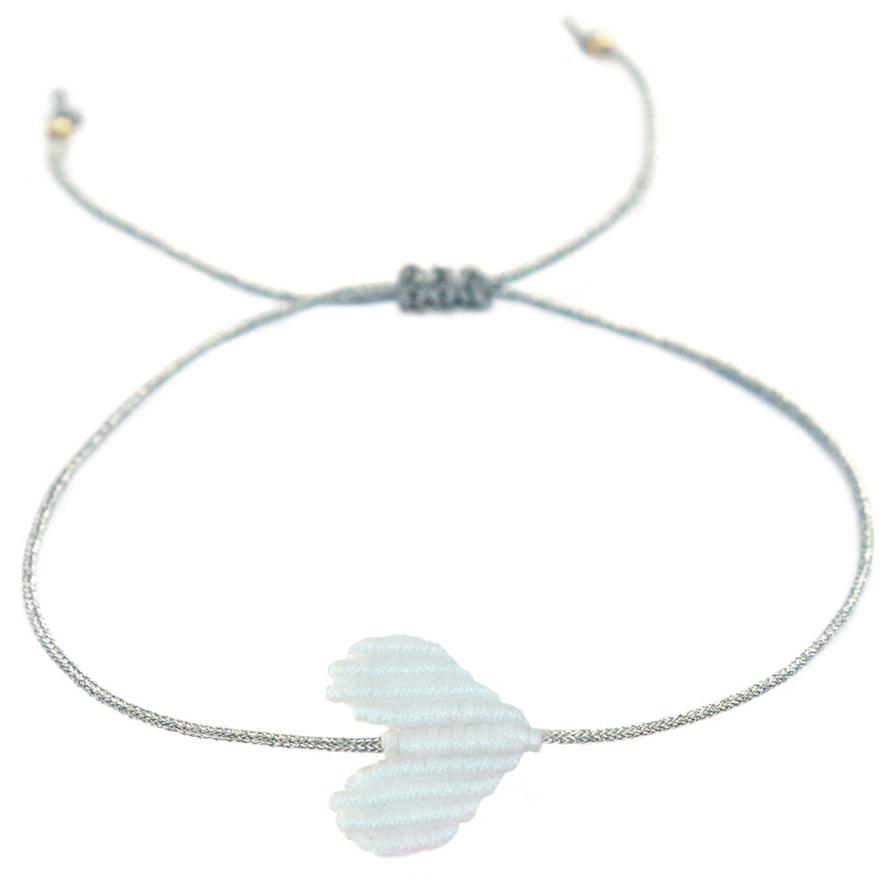 Bracelet white heart silver