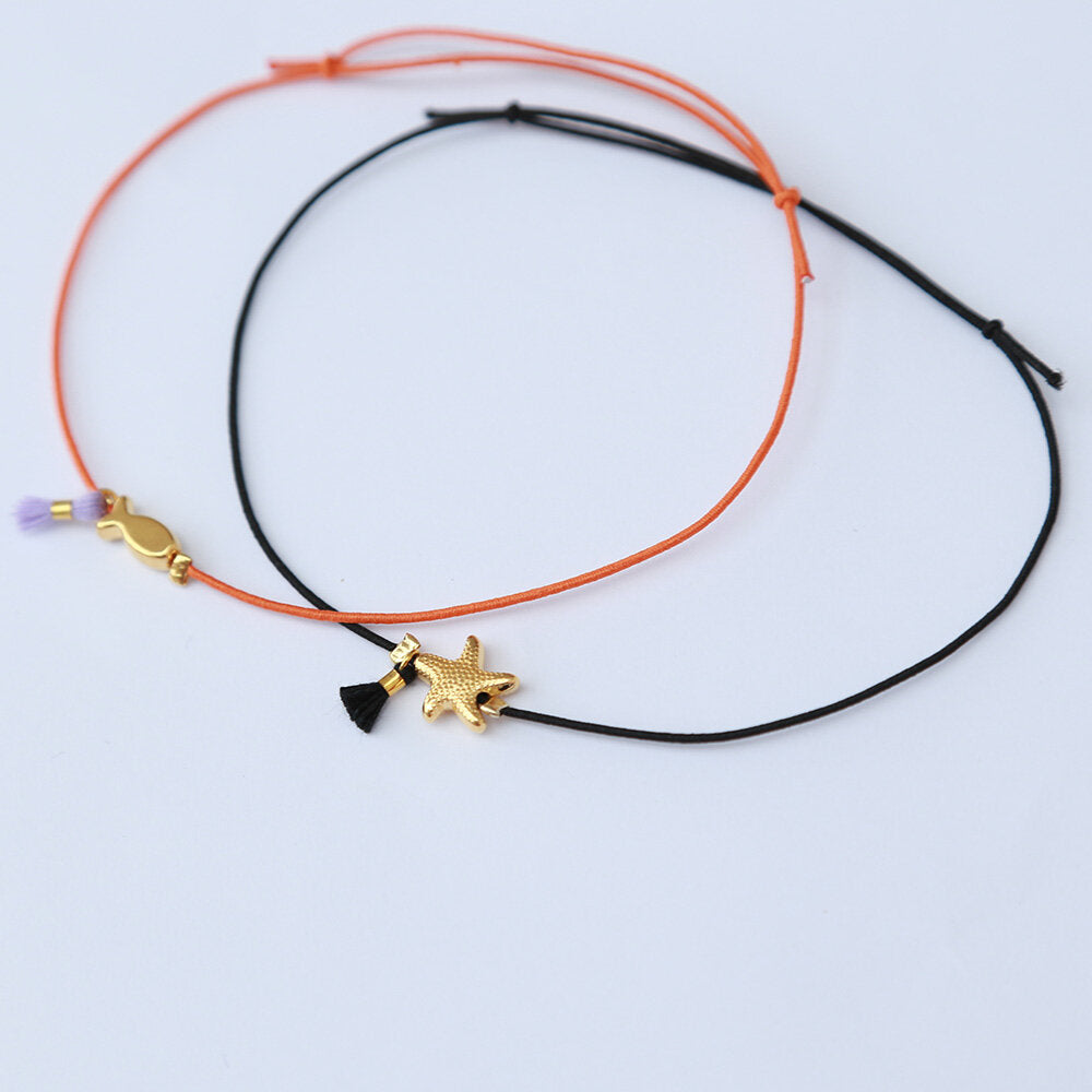 Anklets set black orange