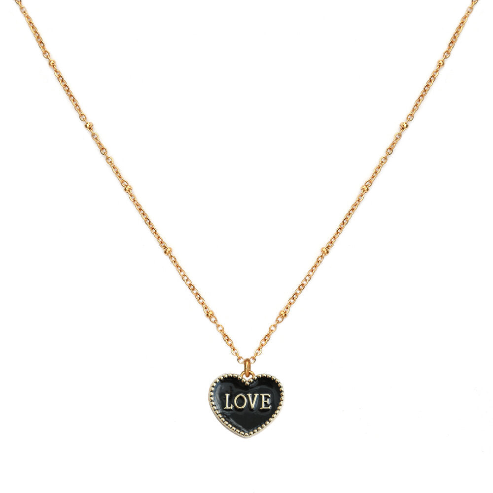 Gouden ketting black heart